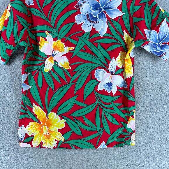 Surf Line Hawaii Shirt Mens M Red Hawaiian Floral Short Sleeve Button‎ Vintage - Picture 11 of 12
